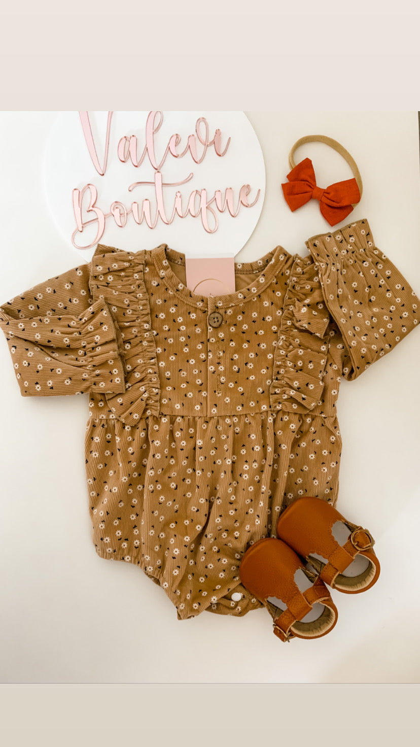 Daisy corduroy romper Valevi baby boutique