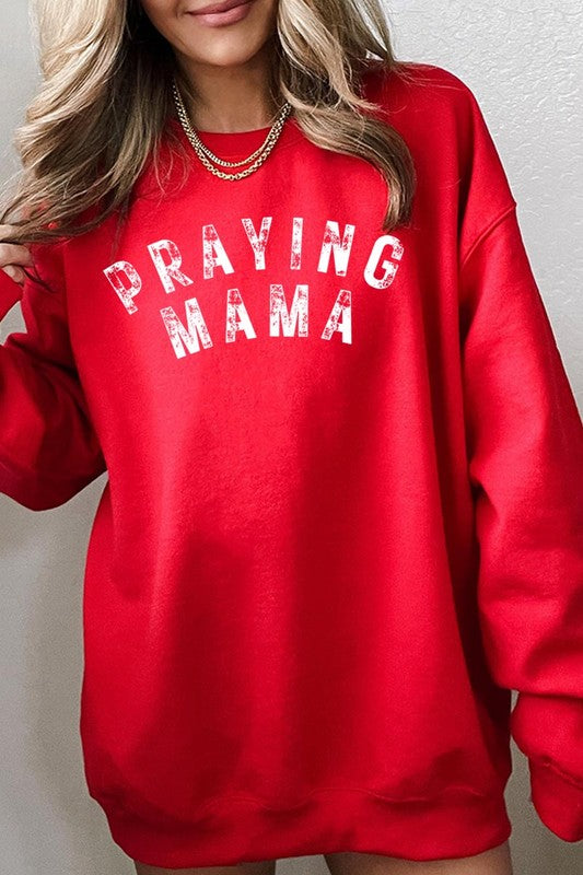 Praying Mama Christian Graphic Fleece Sweatshirts