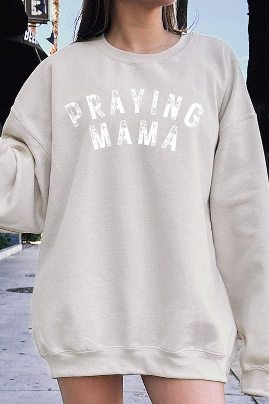 Praying Mama Christian Graphic Fleece Sweatshirts