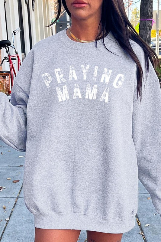 Praying Mama Christian Graphic Fleece Sweatshirts