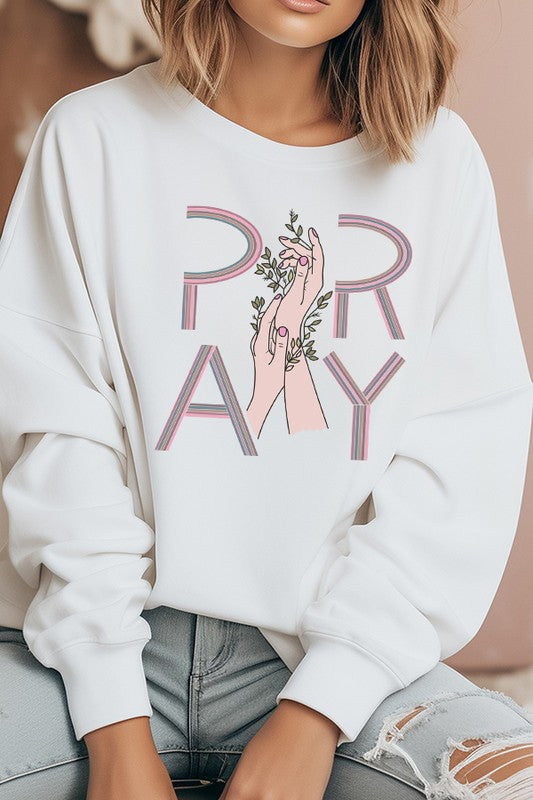 Pray Hands Floral Graphic Sweatshirt