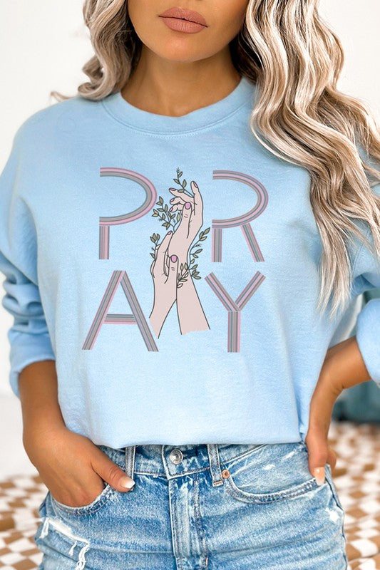 Pray Hands Floral Graphic Sweatshirt