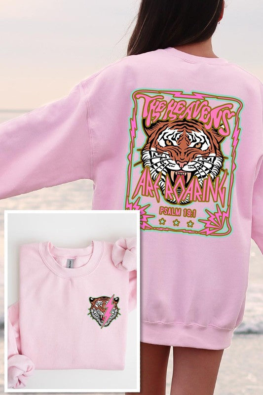 Tiger Front Back Graphic Fleece Sweatshirts