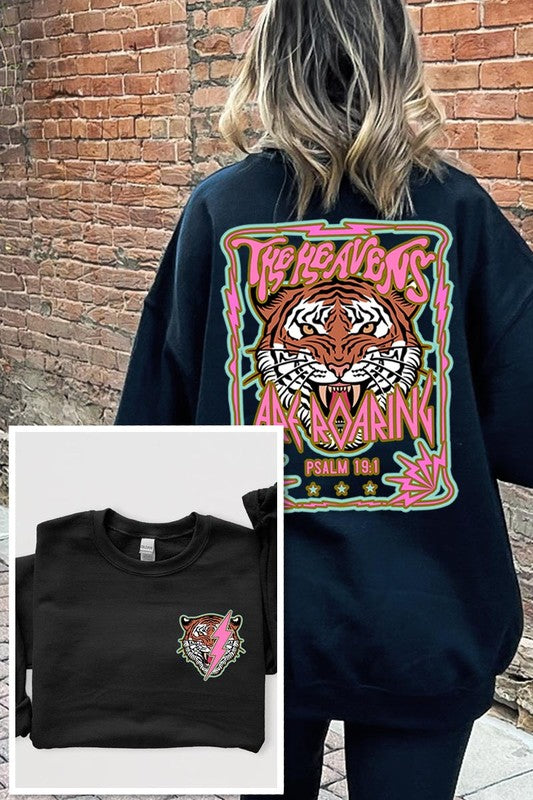 Tiger Front Back Graphic Fleece Sweatshirts