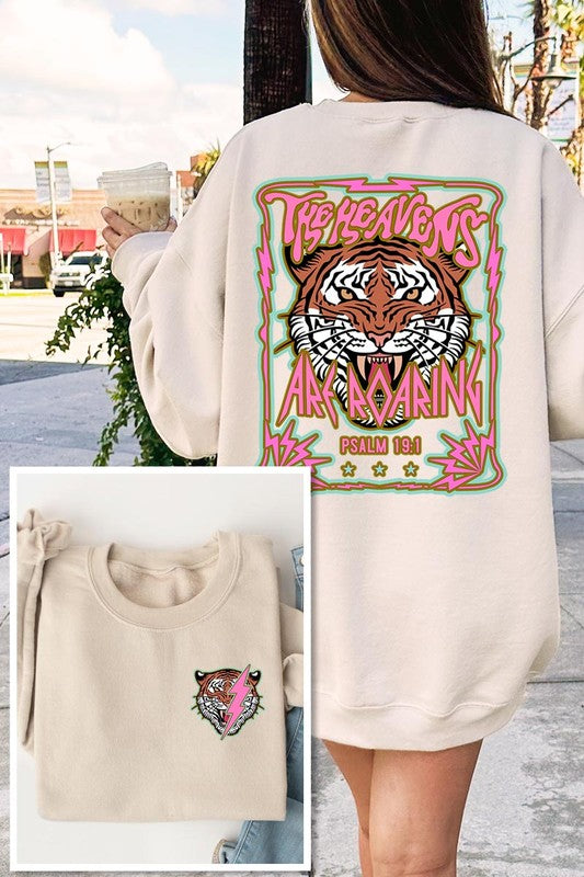 Tiger Front Back Graphic Fleece Sweatshirts