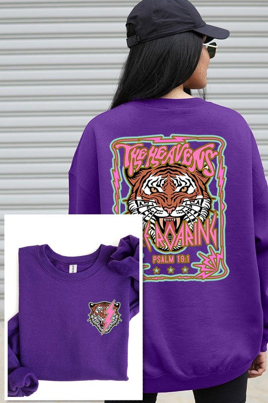 Tiger Front Back Graphic Fleece Sweatshirts