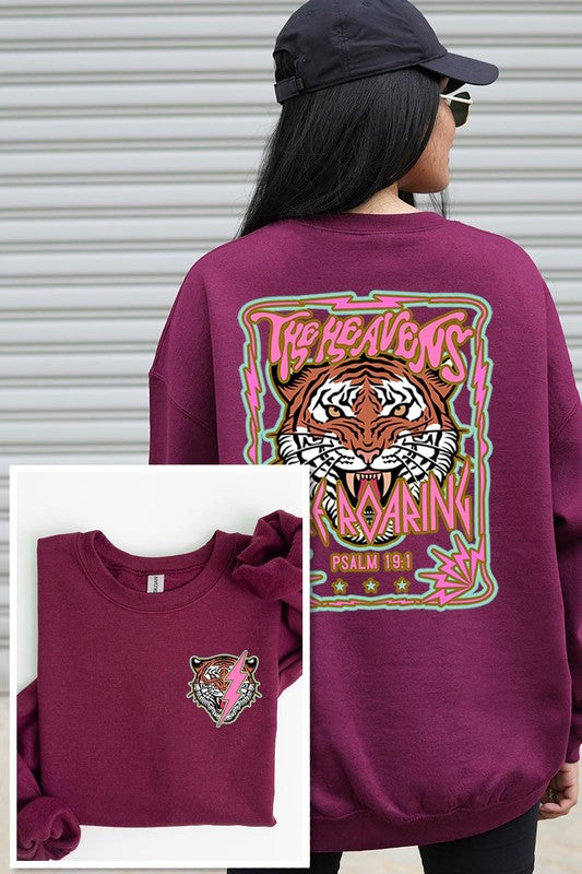 Tiger Front Back Graphic Fleece Sweatshirts