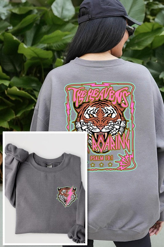 Tiger Front Back Graphic Fleece Sweatshirts