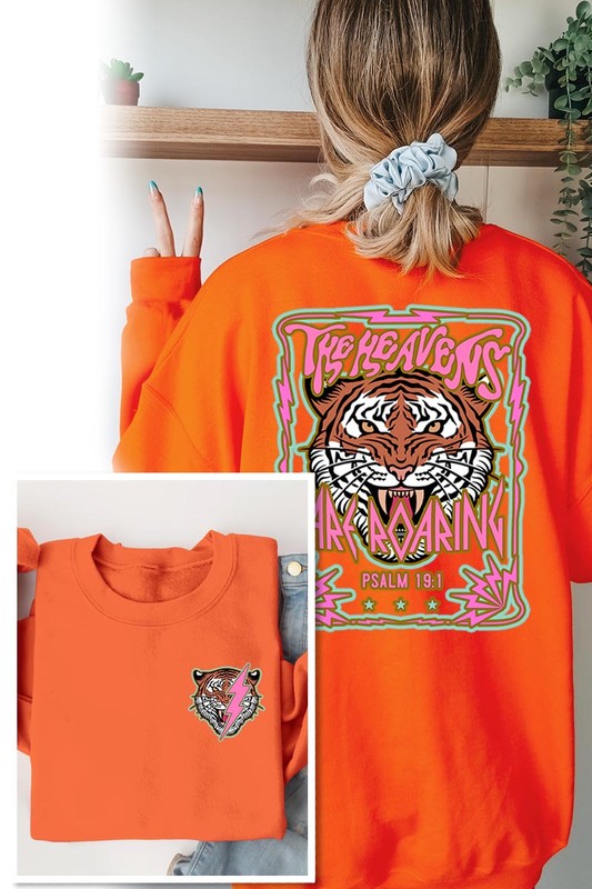 Tiger Front Back Graphic Fleece Sweatshirts