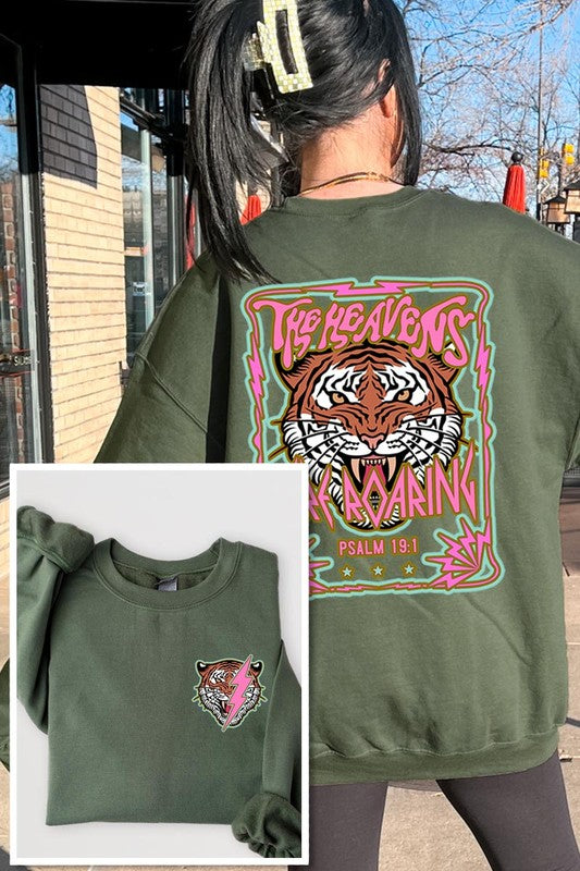 Tiger Front Back Graphic Fleece Sweatshirts