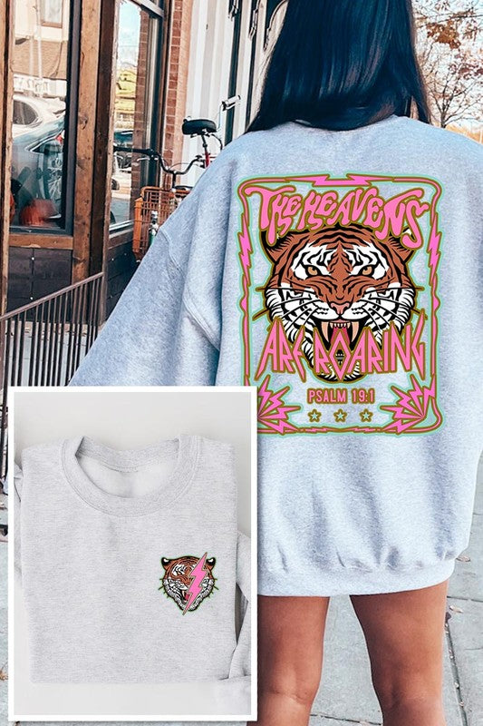 Tiger Front Back Graphic Fleece Sweatshirts