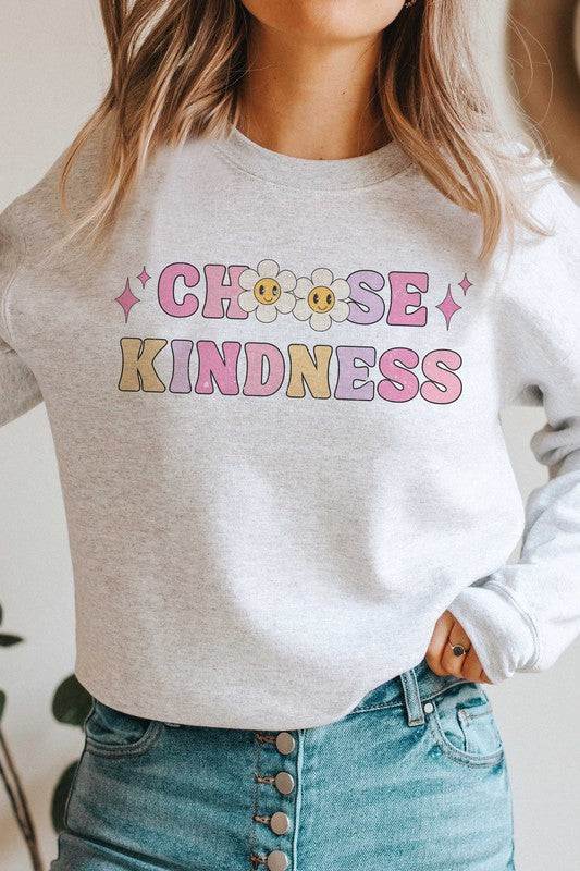 CHOOSE KINDNESS DAISY HAPPY FACES Graphic Crewneck