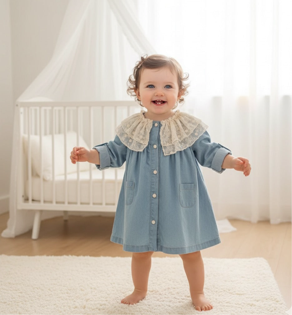 Sandra denim dress Valevi baby boutique Sandra denim dress Valevi baby boutique