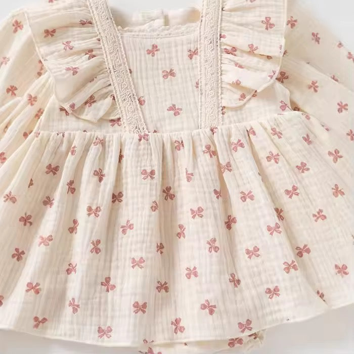 Bow muslin romper