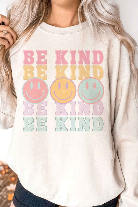 BE KIND HAPPY FACES Graphic Sweatshirt