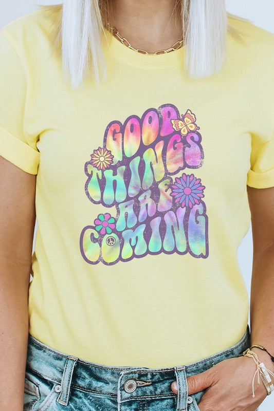 Good Things Are Coming Peacesign Flora Graphic Tee