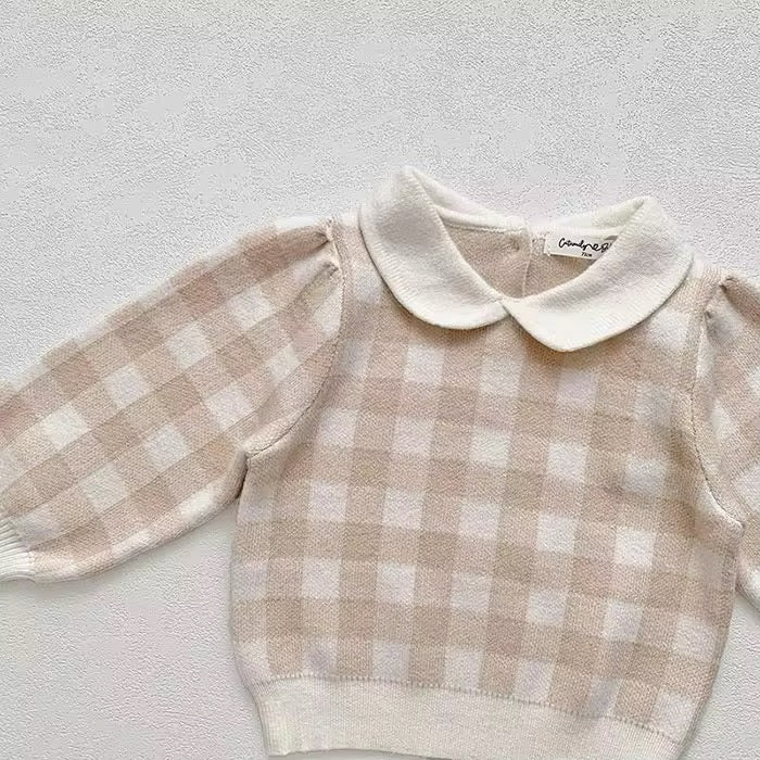 Plaid knitted set