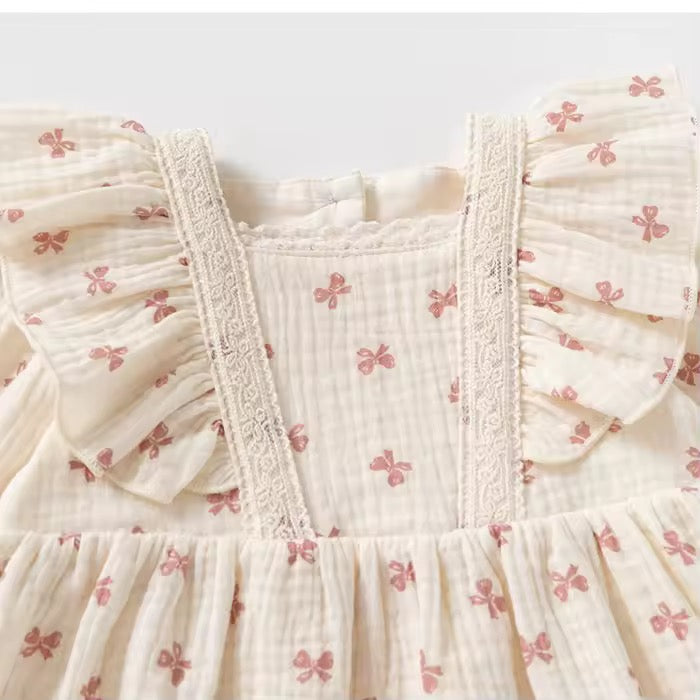 Bow muslin romper