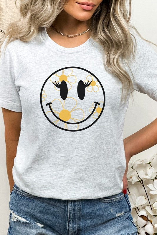 Daisy Lash Smiley Face Spring Flower Graphic Tee