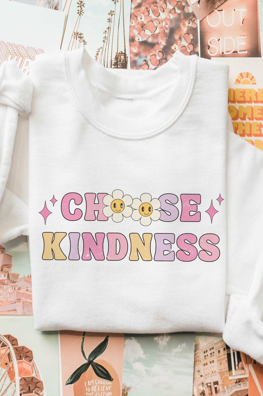 CHOOSE KINDNESS DAISY HAPPY FACES Graphic Crewneck