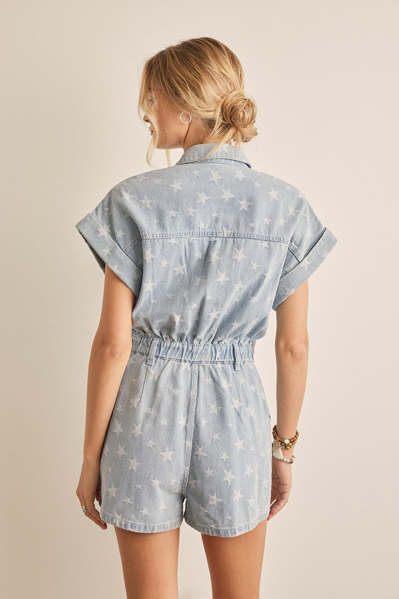 Stars denim romper