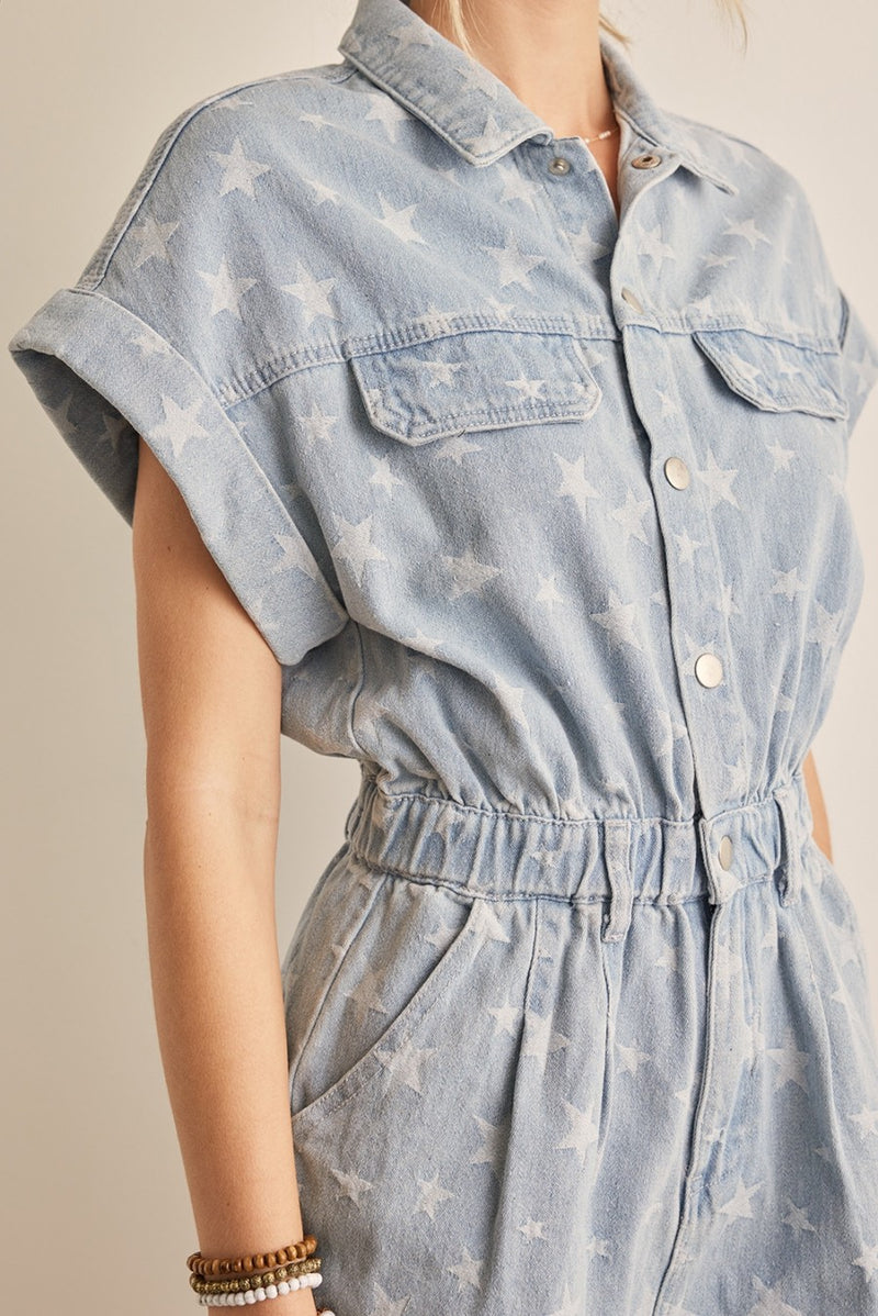 Stars denim romper