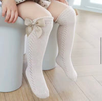 Knee high bow socks (neutrals)