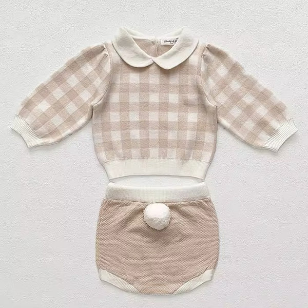 Plaid knitted set