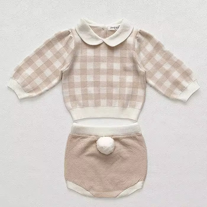 Plaid knitted set