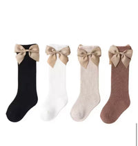 Knee high bow socks (neutrals)