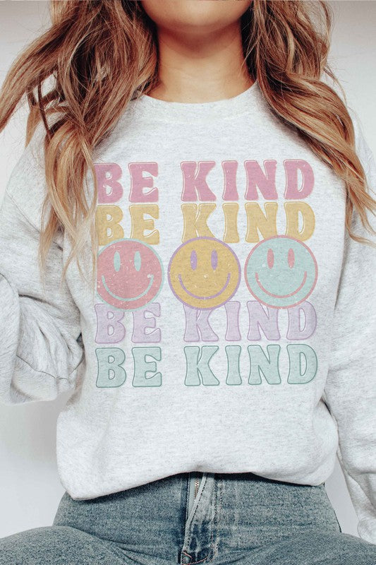 BE KIND HAPPY FACES Graphic Sweatshirt