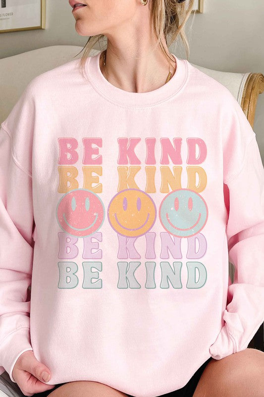 BE KIND HAPPY FACES Graphic Sweatshirt