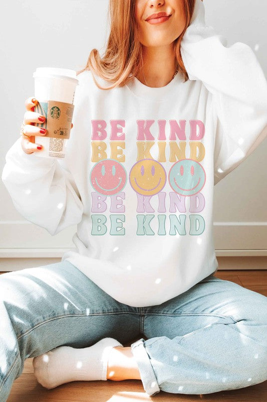 BE KIND HAPPY FACES Graphic Sweatshirt