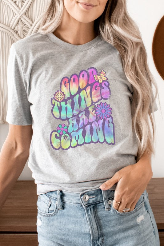 Good Things Are Coming Peacesign Flora Graphic Tee