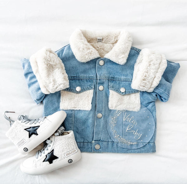 Denim fluffy jacket