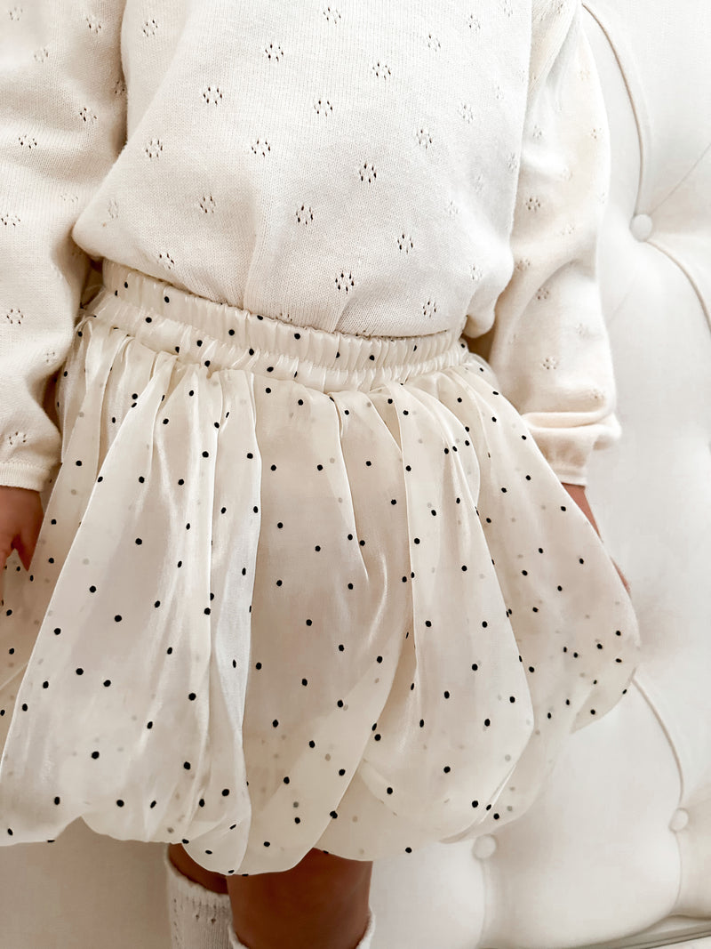 Satin polka dot skirt