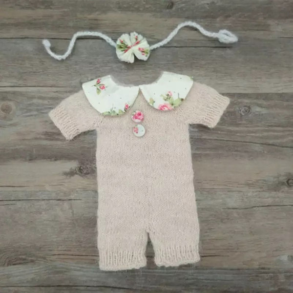 Flower collar newborn jumpsuit