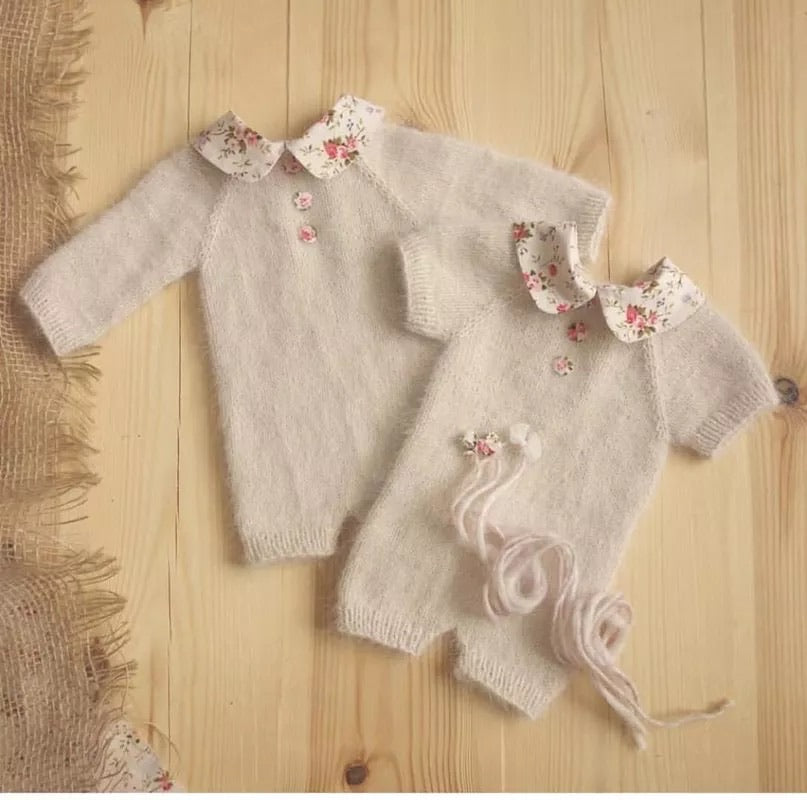 Flower collar newborn jumpsuit