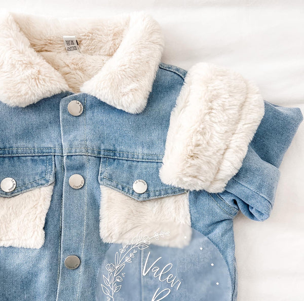 Denim fluffy jacket