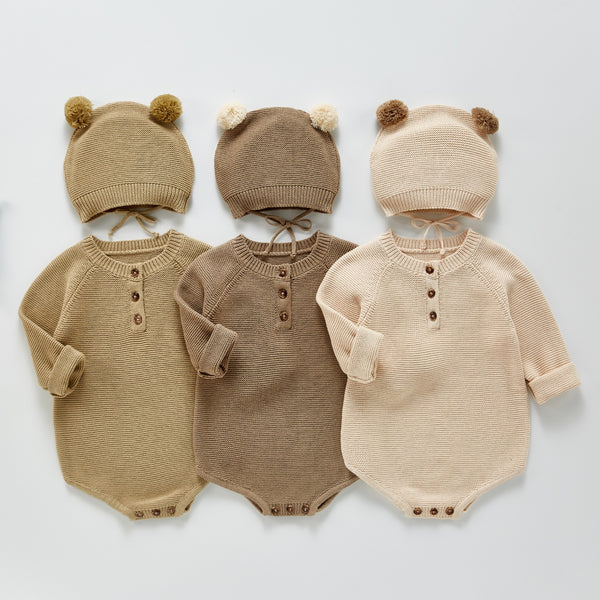 Teddy knitted romper set