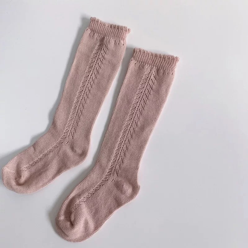 Knee high hollow socks