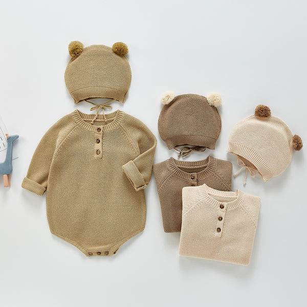 Teddy knitted romper set