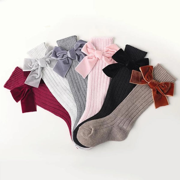 Velvet bow socks